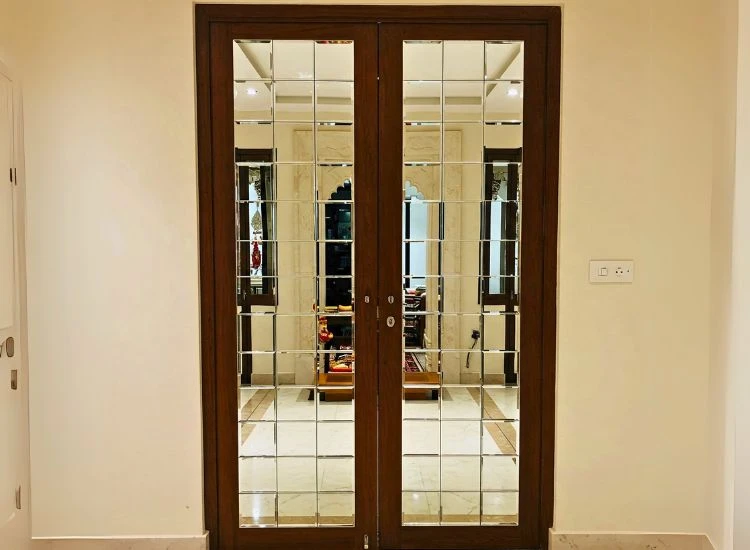 18. Pooja Room Door Design With Glass And Mirror Panels 18. Pooja Room Door Design With Glass And Mirror Panels