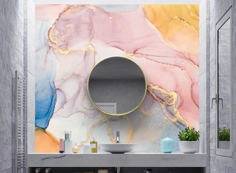 20. Multi coloured water colour abstract bathroom wallpaper 20. Multi coloured water colour abstract bathroom wallpaper