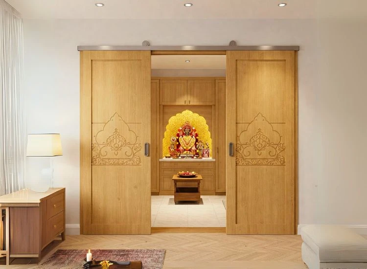 21. Pooja Room Sliding Door Design For Compact Spaces 21. Pooja Room Sliding Door Design For Compact Spaces