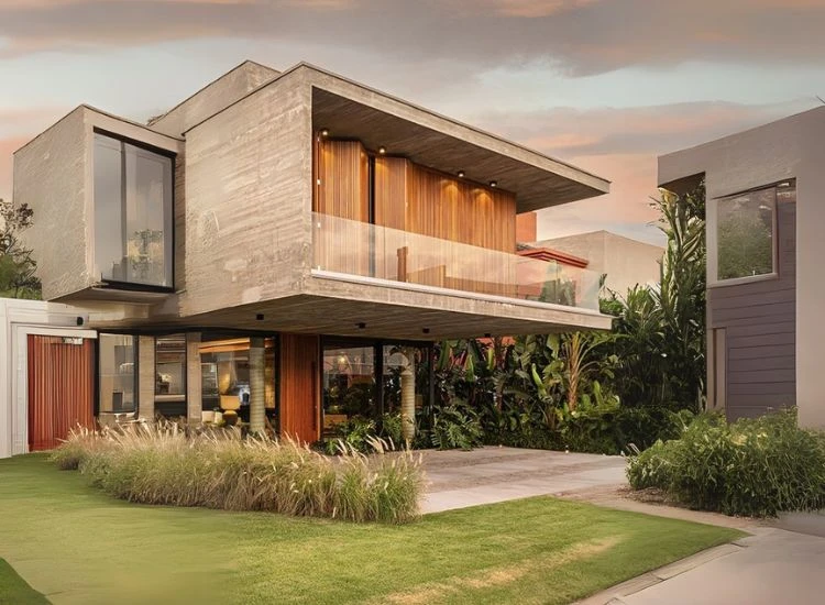 23. Italian marble for exterior wall Travertine marble wall cladding adding contemporary appeal to the exterior wall of a house.