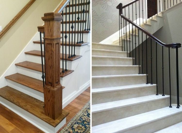 23. Wooden and stone finish staircase design