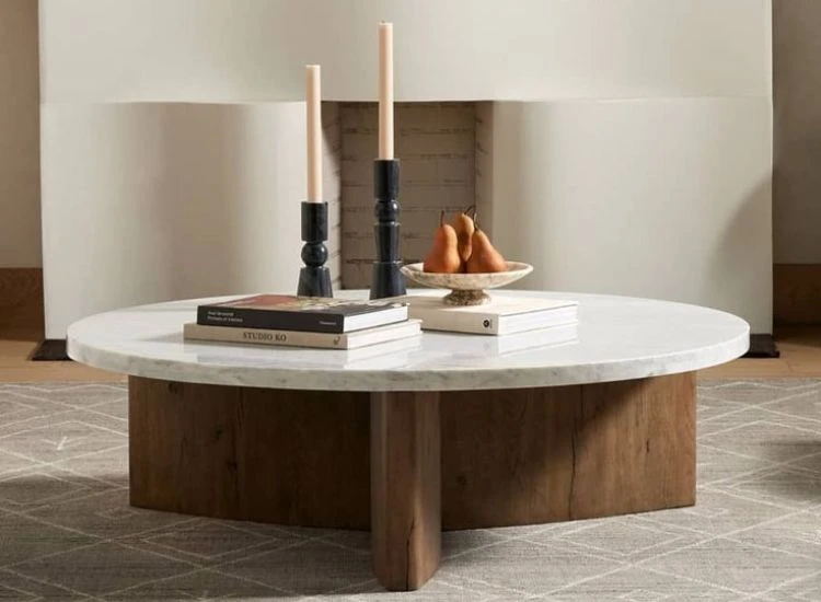 25. Italian Marble Center Table Top Italian marble top of center table adding elegance to the living room.