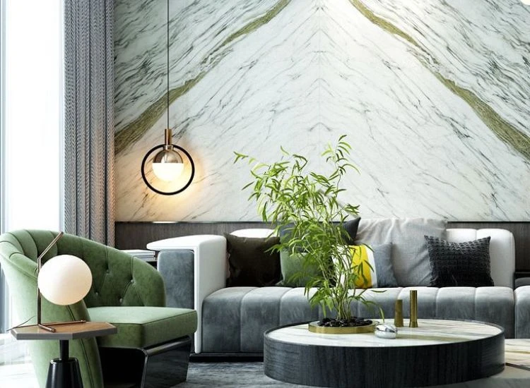 27. Italian marble wall paneling Patterned Italian marble wall paneling adding beauty to the living space.