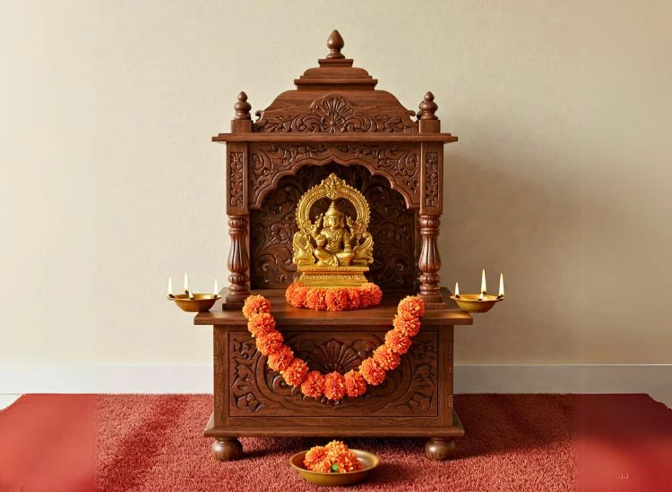 3. Traditional Wooden Pooja Unit Traditional Wooden Pooja Unit