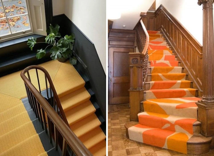 39. Vibrant coloured rugs on the staircase 39. Vibrant coloured rugs on the staircase