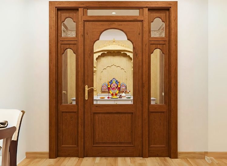 5 Wooden Pooja Room Door Design With Veneer Finish 5 Wooden Pooja Room Door Design With Veneer Finish