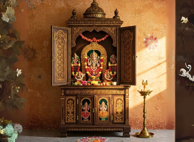 5. South Indian Style Pooja Cabinet South Indian Style Pooja Cabinet design