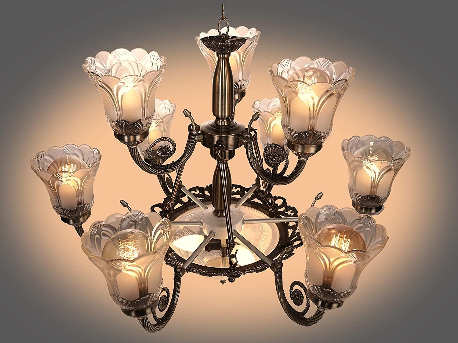 GAUVIK Black Antique Jhoomar with Bulb/Chandelier for Restaurant.
