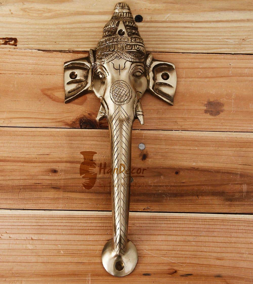 717JRFecQnL. SL1125 Two Moustaches Brass Ganesha Design Door Handle ,Main Door Pull Handles,Antique.