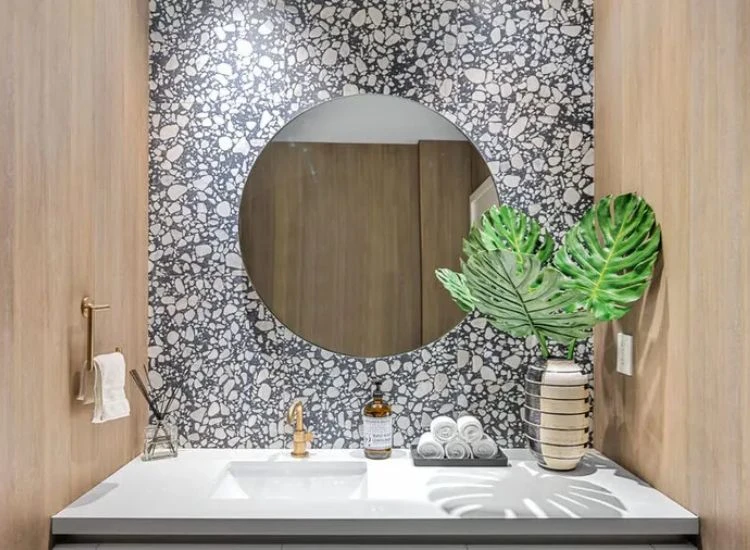 8. Marble textured wallpaper for bathroom Marble textured wallpaper for bathroom.