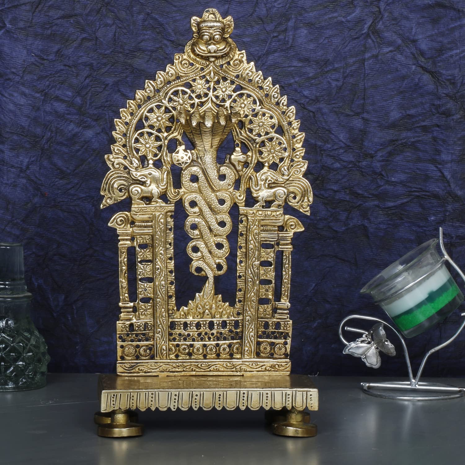 81hW3bIPStL. SL1500 ARTVARKO Brass God Naga Throne Pooja Singhasan Chowki Prabhavali for Idol Seat