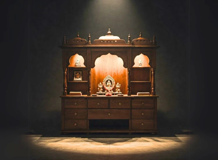 9. Backlit Wooden Mandir 9. Backlit Wooden Mandir