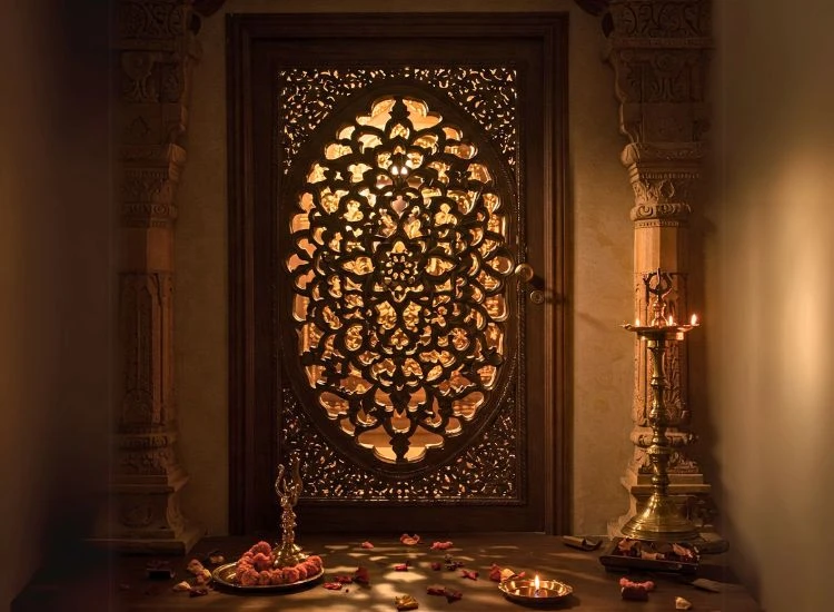 9. Pooja Room Door Jali Design With Intricate Patterns 9. Pooja Room Door Jali Design With Intricate Patterns