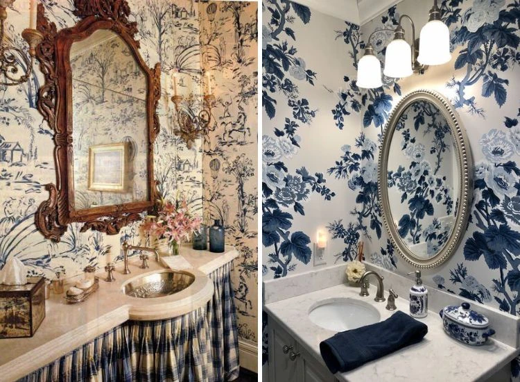 9. Retro themed wallpaper for bathroom 9. Retro themed wallpaper for bathroom