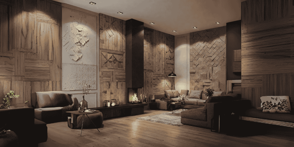 Elegant interior with stylish wall paneling designs enhancing the decor and ambiance.