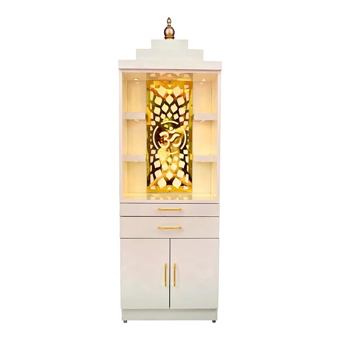 White Wooden Pooja Mandir for Home