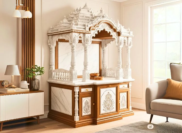 19. Marble And Wood Mandir 19. Marble And Wood Mandir