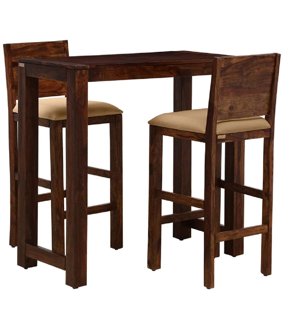 Genuine Decor Solid Wood Bar Dining Table with 2 Seater Chair
