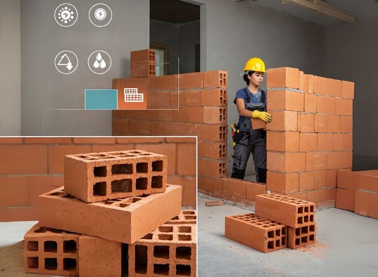12. Hollow Bricks Hollow bricks offering lightweight construction and superior insulation properties, ideal for energy-efficient masonry work.