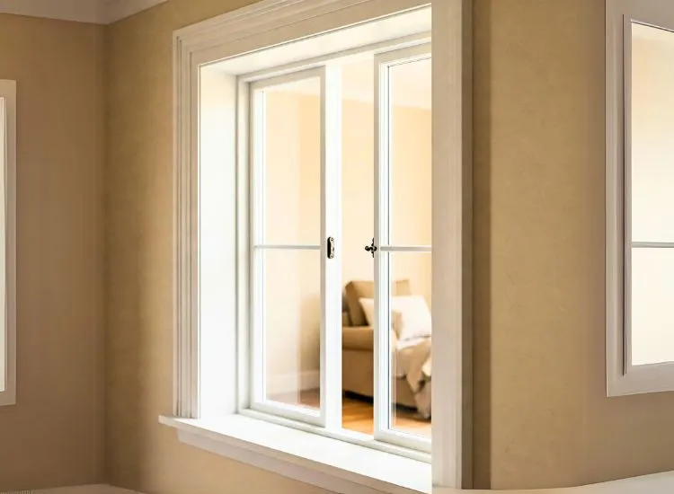 15. Double Hung Window Elegant home with double-hung window designs, offering a blend of style and functionality for improved ventilation and aesthetic appeal.