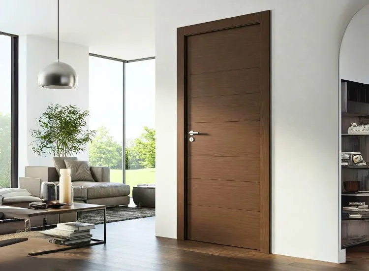 17. MDF Door Affordable MDF door design offering a stylish, durable solution for modern house door types and contemporary interior designs.