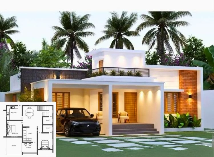 2. B. 1000 sqft Budget-friendly 2bhk home plan for 800–1000 sq ft house construction cost guide