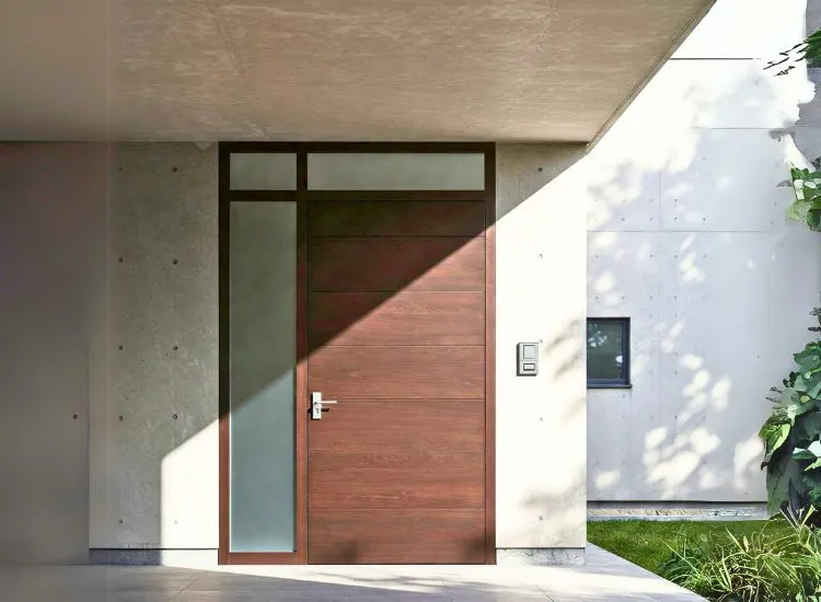 2. Modern And Contemporary Door Sleek and stylish contemporary wooden door design featuring clean lines, ideal for modern house entrances and interior door types.