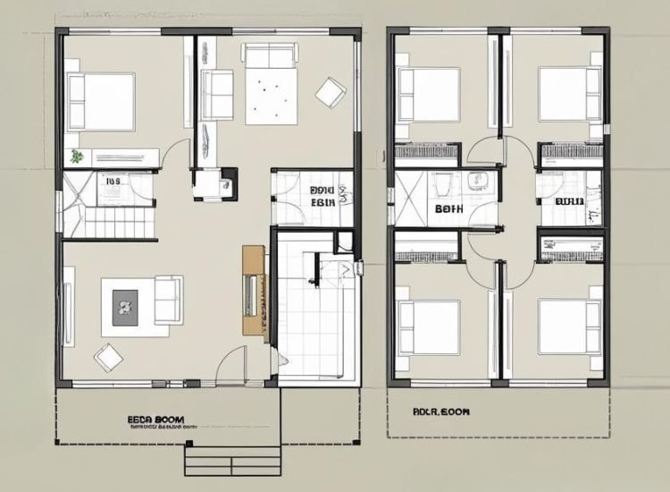 3. 2BHK House Plan in 500sqft 1 Architectural design of a 2BHK house plan in 500 sqft, showcasing smart layout and space optimization for compact living.