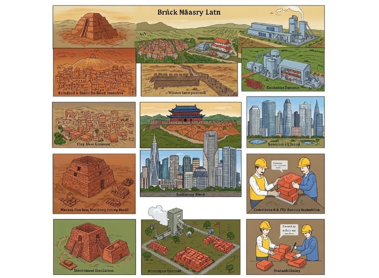 3. Brick Masonry Evolved A historical progression of brick masonry construction, highlighting the evolution of brickwork techniques from traditional to modern methods.