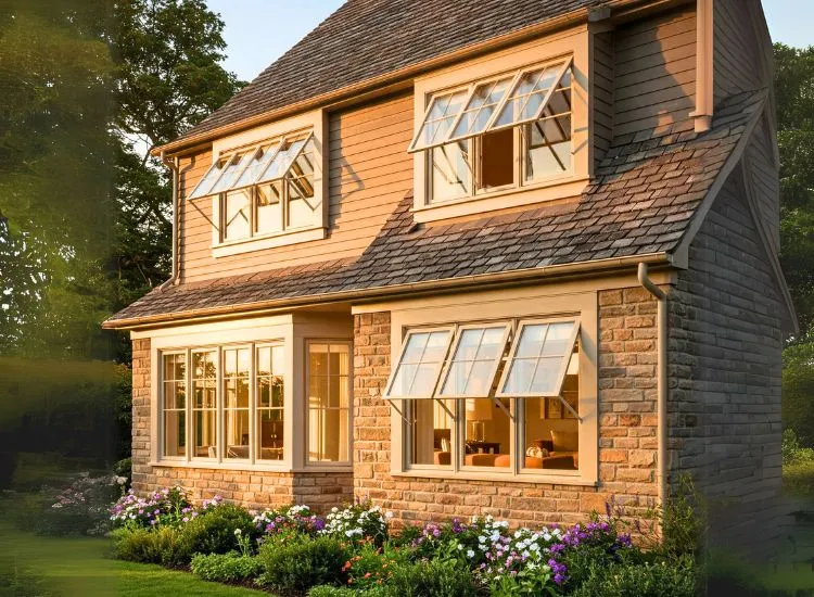 4. Casement And Awning Windows Modern home with casement and awning windows, combining smart design and functionality for stylish yet practical window solutions.