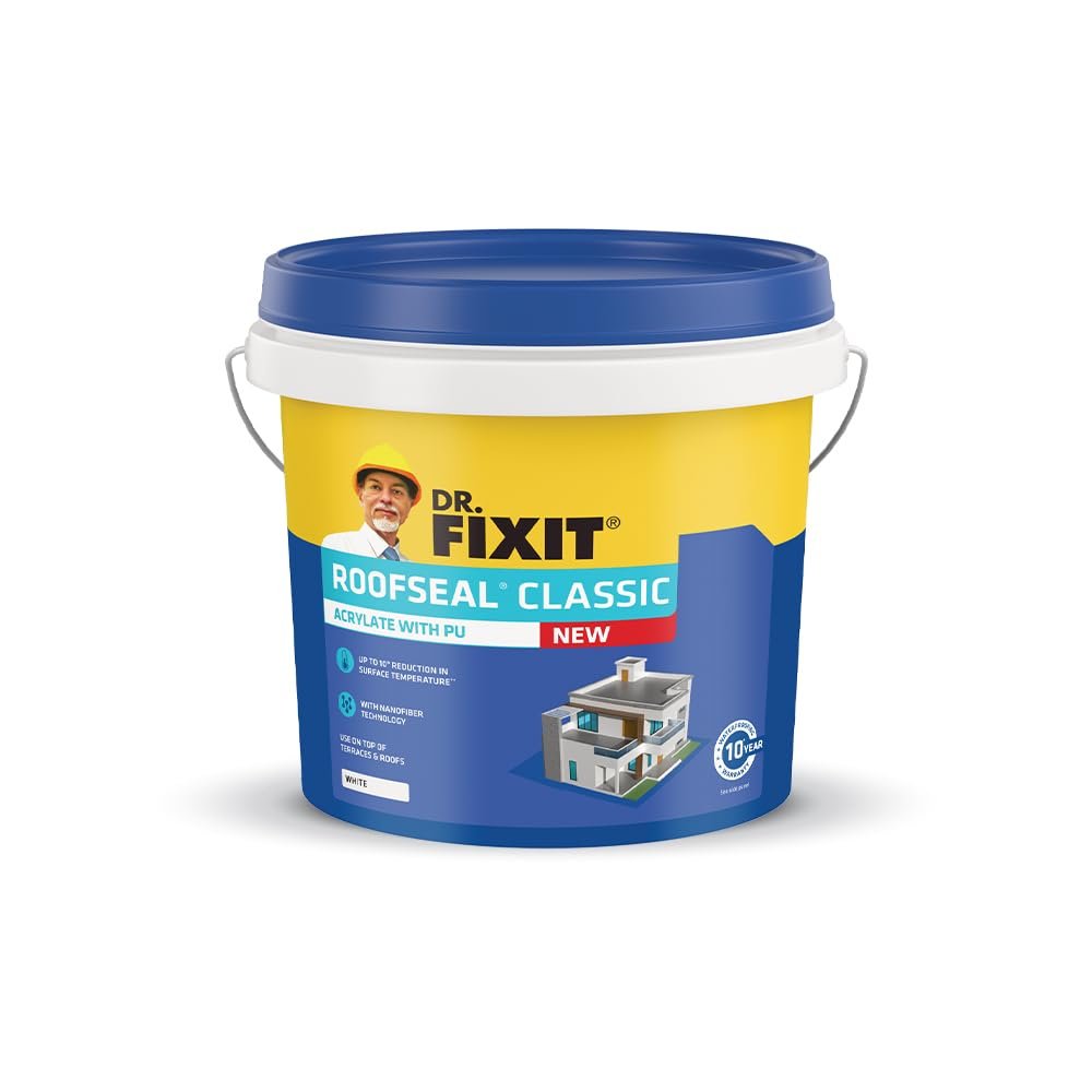 Dr. Fixit Roofseal Classic New, 10 Liter, Waterproofing Solution for Homes,
