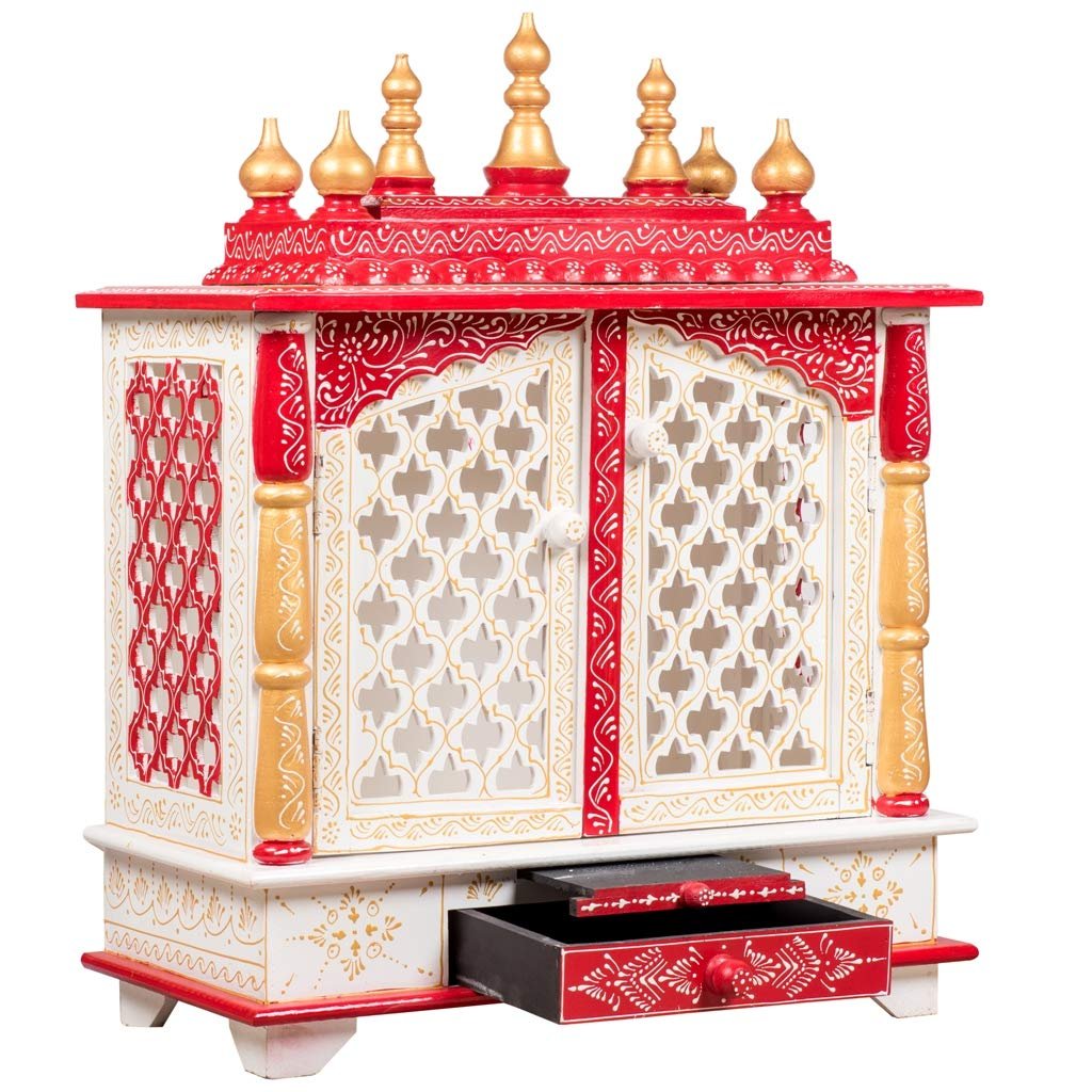Kamdhenu art and craft Wood Religious Home Temple, Red, Temple