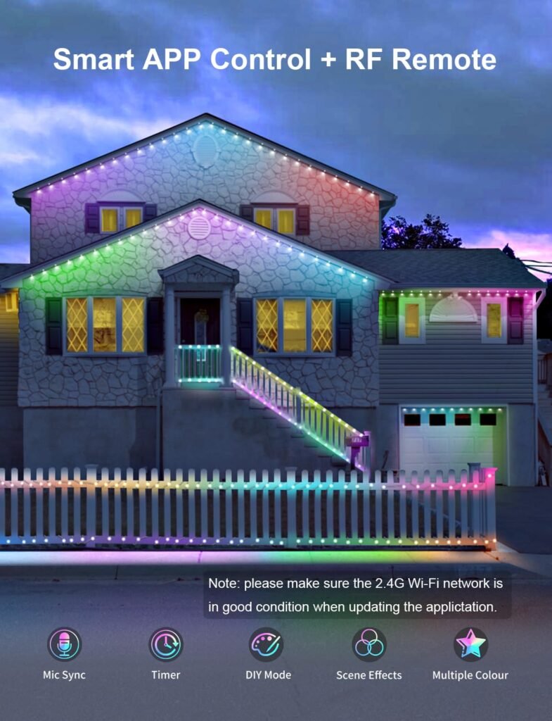APPECK Permanent Outdoor Lights - 100ft, Smart RGB LED Eaves Lights with 75 LEDs