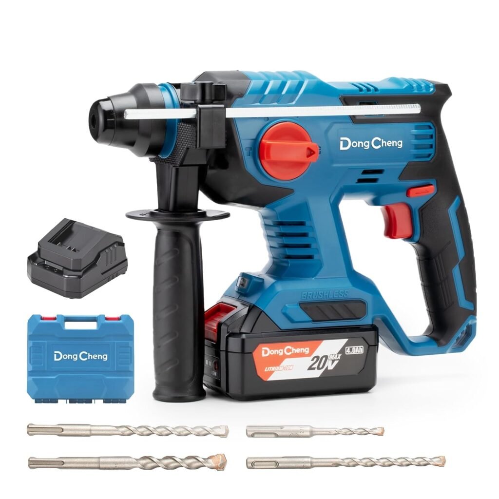DongCheng 20V MAX Cordless Rotary Hammer Drill, 7/8 Inch SDS-Plus, 4 Modes