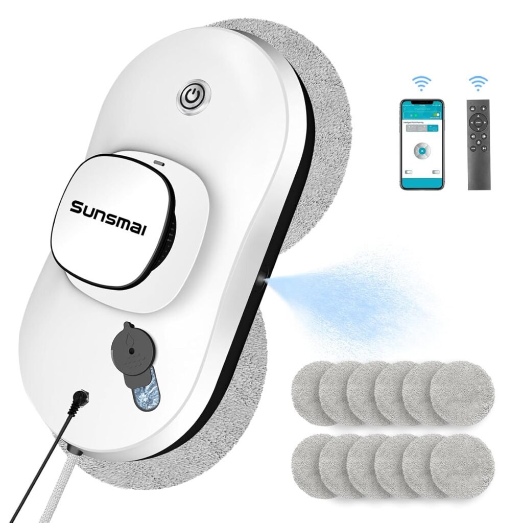 SUNSMAI Smart Window Cleaning Robot with Automatic Water Jet.