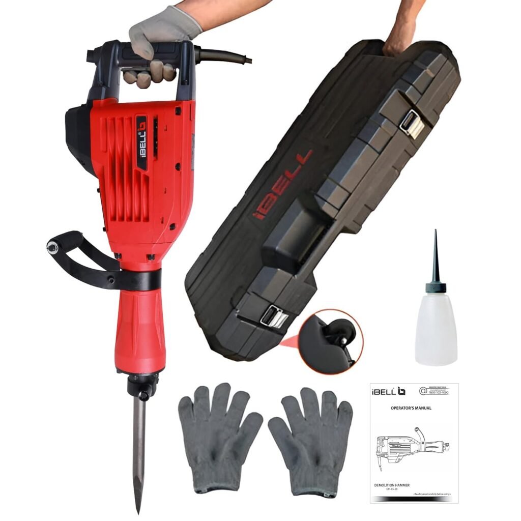 IBELL Electric Demolition Hammer DH45-20, 1500W, Copper Armature