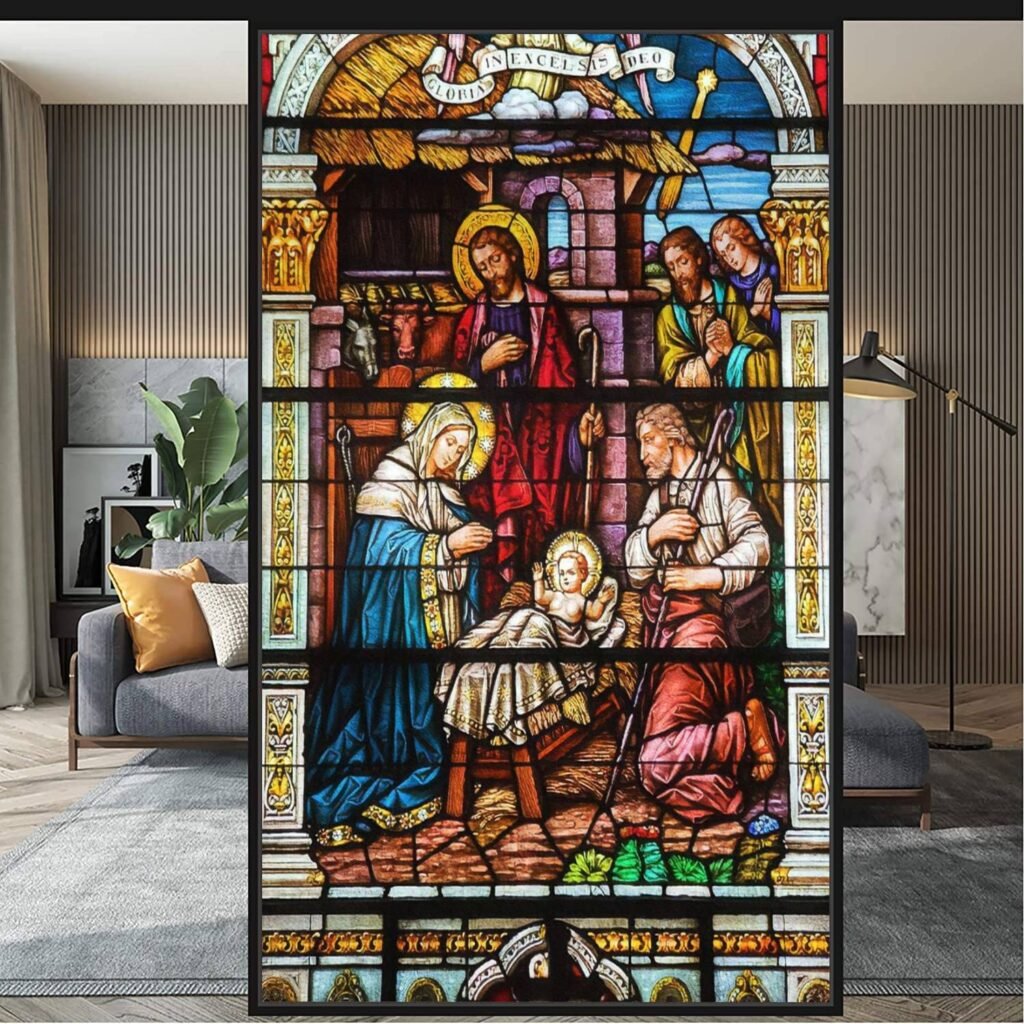 Privacy Window Film Nativity Stained Glass Saint Peter Catholic Church