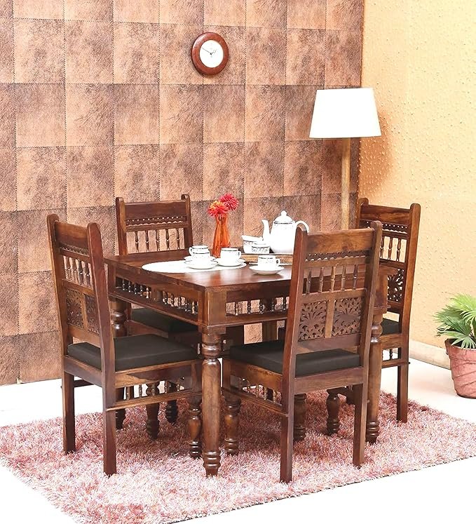 Jangid Handicraft Solid Sheesham Wood Traditional Dining Table 4 Seater
