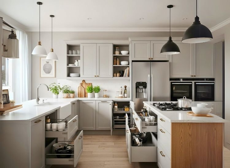 Elegance in Kitchen Design "Elegant modern kitchen design blending modular kitchen design with stylish kitchen design styles for functional kitchen design ideas."