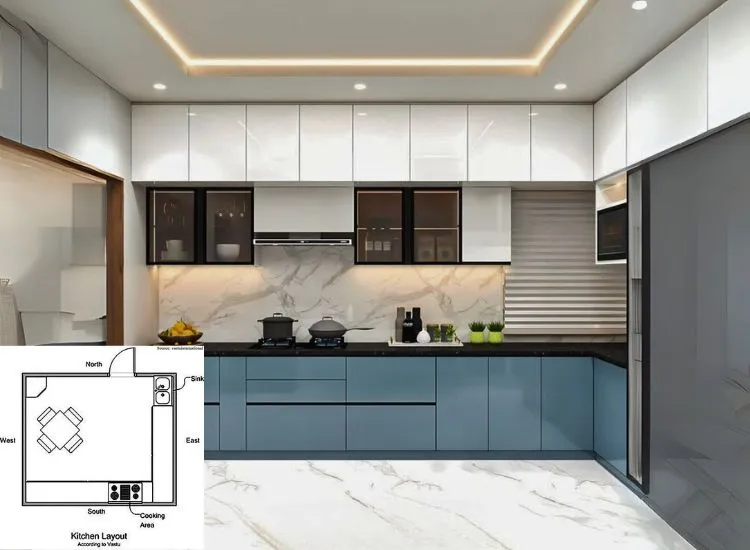 8. Designing Kitchen Interior With Vastu Balance Stylish modular kitchen reflecting vastu tips for modular kitchen with balanced stove and sink placement