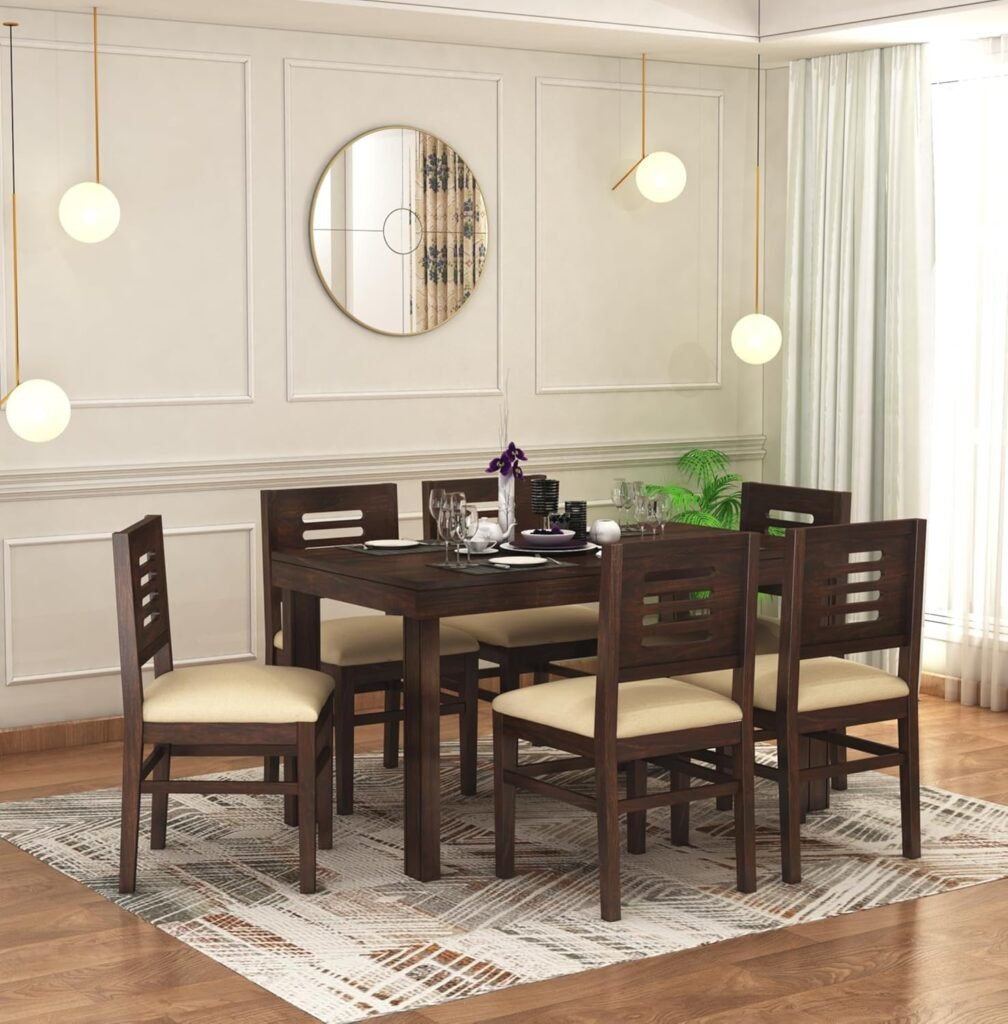SONA ART & CRAFTS Solid Sheesham Wood Dining Table 6 Seater for Home.