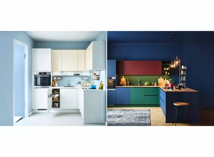 9. Light vs Bold Tones Colours Light vs bold tones in modular kitchen design create mood and style, balancing color for modern interiors.