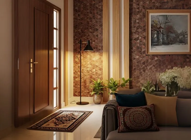 Add Charm with an Accent Wall Living room designs featuring an accent wall with bold décor elements, enhancing modern living room design aesthetics.