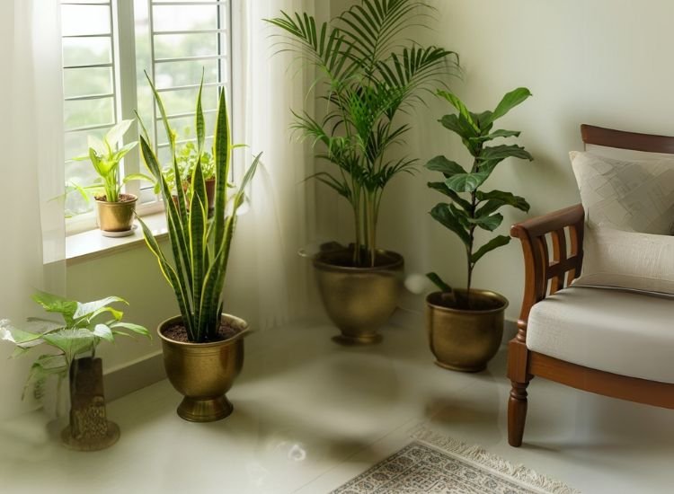 Bring in Greenery for Eco Friendly Modern living room design with indoor plants and natural elements, enhancing eco-friendly living room designs ideas.