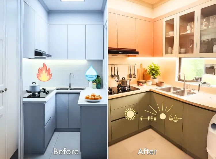 Case Study 3 Vastu-aligned modular kitchen design case study showcasing ideal layout, direction, and colors for positive energy.