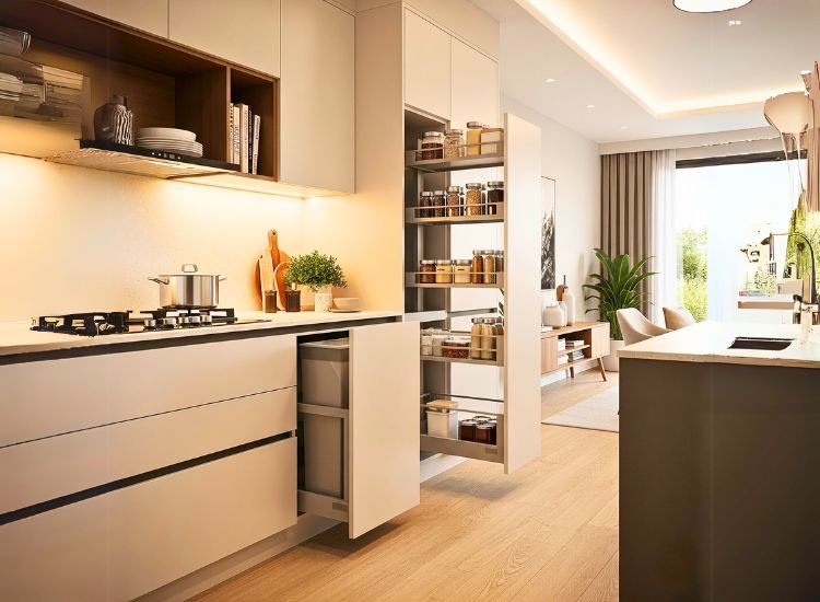 Choose Sleek Option Choose sleek, hidden modular kitchen accessories for a clean look with smart accessories for modular kitchen design.