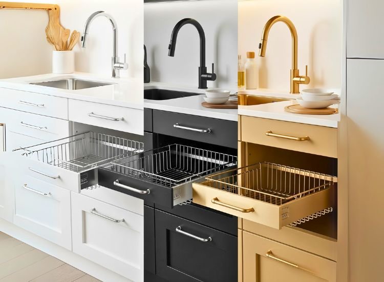 Match Your Hardware Finishes Match your hardware with finishes using stylish modular kitchen accessories and sleek accessories for modular kitchen.