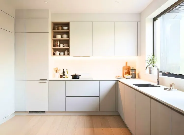 Minimalist Kitchen Design Minimalist modular kitchen design with clean lines and clutter-free layout, perfect modular design for small kitchen.