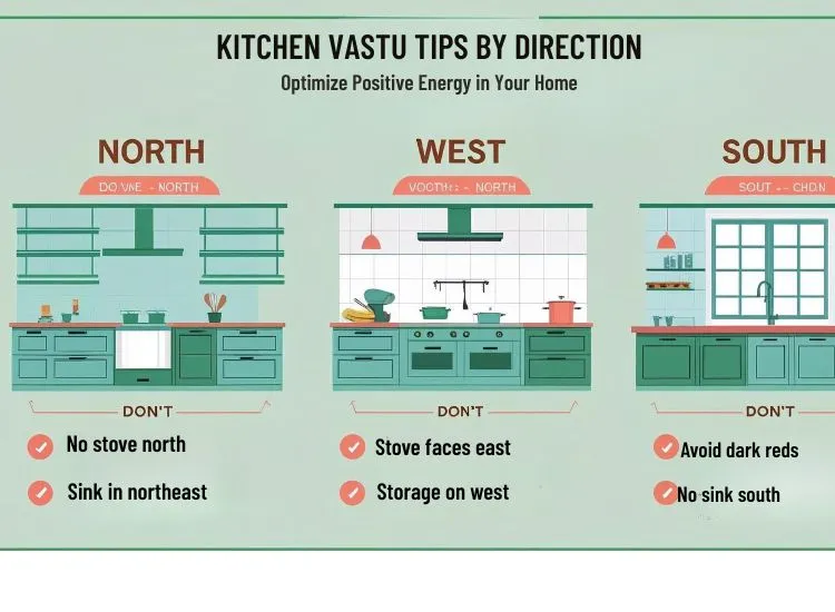 Section 9 of Vastu Kitchen Modular kitchen zones with north, west, and south kitchen vastu tips and ideal kitchen colour as per vastu
