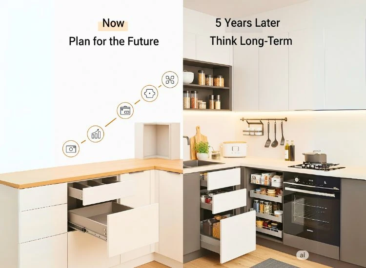 Step 4 Think Long Term Think long-term with durable modular kitchen accessories and smart accessories for modular kitchen for lasting value.